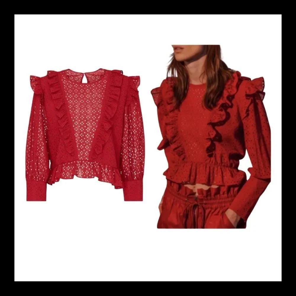 NWT, Robert Rodriguez Charlotte Eyelet Lace Top - Picture 2 of 4